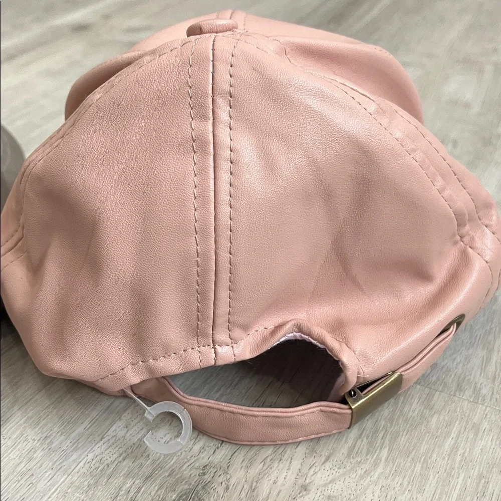 Free People Gramercy Vegan Leather Baseball Hat Cap Adjustable Strap Bundle of 2